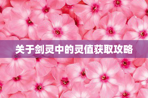 关于剑灵中的灵值获取攻略 关于剑灵中的灵值获取攻略