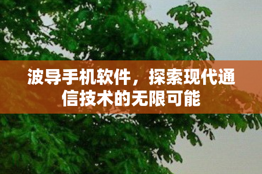 波导手机软件,探索现代通信技术的无限可能 波导手机软件,探索现代通信技术的无限可能