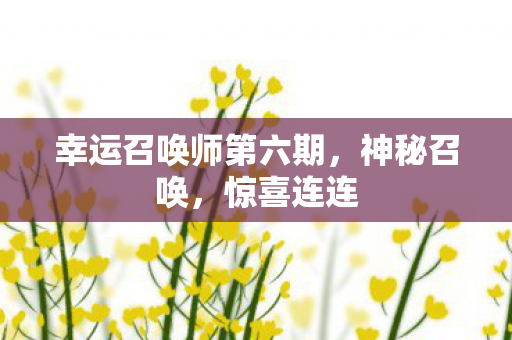 幸运召唤师第六期,神秘召唤,惊喜连连 幸运召唤师第六期,神秘召唤,惊喜连连