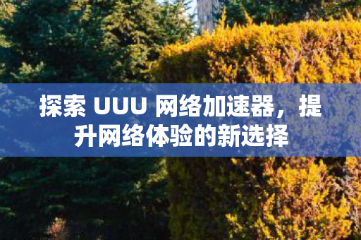探索 UUU 网络加速器,提升网络体验的新选择 探索 UUU 网络加速器,提升网络体验的新选择