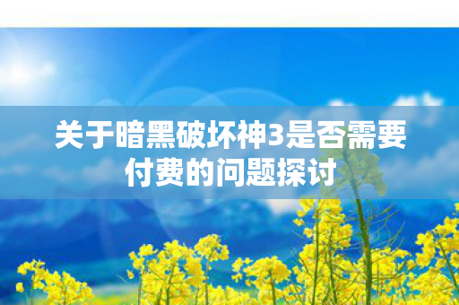 关于暗黑破坏神3是否需要付费的问题探讨