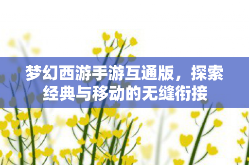 梦幻西游手游互通版,探索经典与移动的无缝衔接 梦幻西游手游互通版,探索经典与移动的无缝衔接