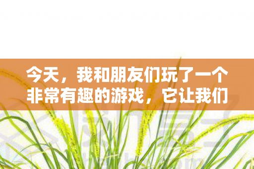 今天，我和朋友们玩了一个非常有趣的游戏，它让我们度过了美好的时光。这个游戏的名字叫做躲猫猫