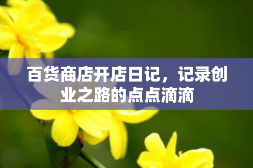 百货商店开店日记,记录创业之路的点点滴滴 百货商店开店日记,记录创业之路的点点滴滴