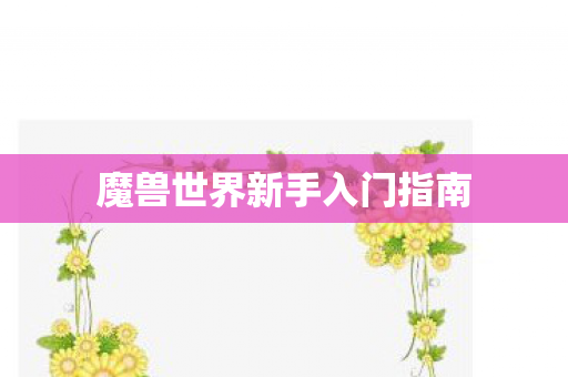 魔兽世界新手入门指南 魔兽世界新手入门指南