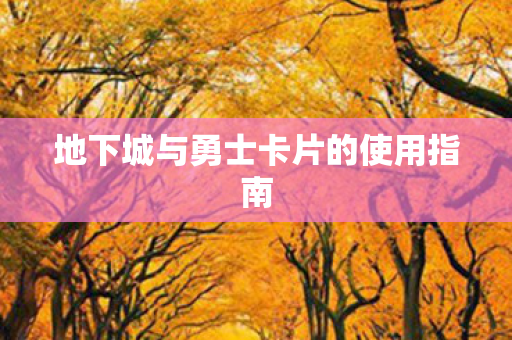 地下城与勇士卡片的使用指南 地下城与勇士卡片的使用指南