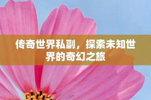 传奇世界私副，探索未知世界的奇幻之旅