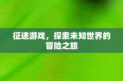 征途游戏，探索未知世界的冒险之旅