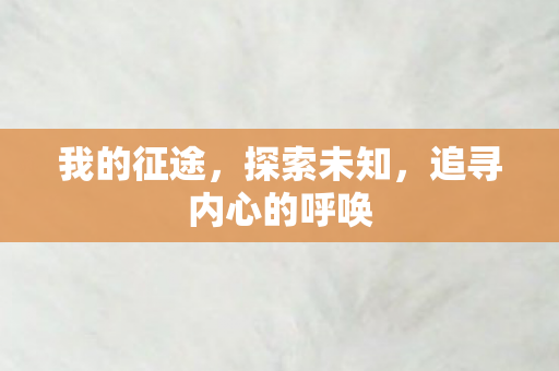 我的征途，探索未知，追寻内心的呼唤