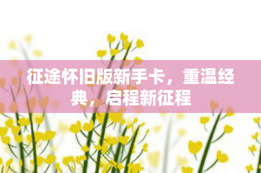 征途怀旧版新手卡,重温经典,启程新征程 征途怀旧版新手卡,重温经典,启程新征程