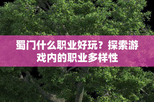 蜀门什么职业好玩?探索游戏内的职业多样性 蜀门什么职业好玩?探索游戏内的职业多样性