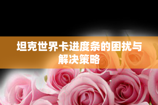 坦克世界卡进度条的困扰与解决策略 坦克世界卡进度条的困扰与解决策略