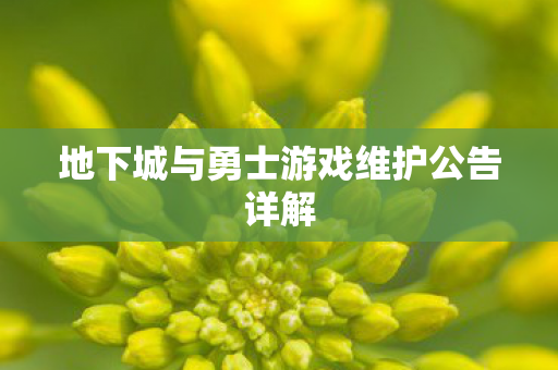 地下城与勇士游戏维护公告详解 地下城与勇士游戏维护公告详解