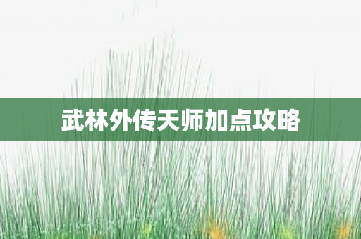 武林外传天师加点攻略 武林外传天师加点攻略