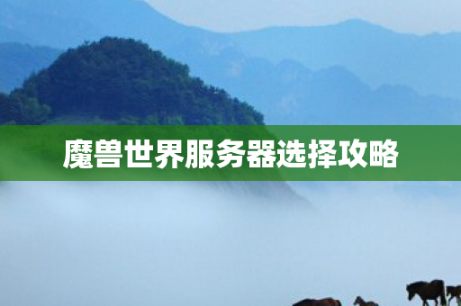 魔兽世界服务器选择攻略 魔兽世界服务器选择攻略