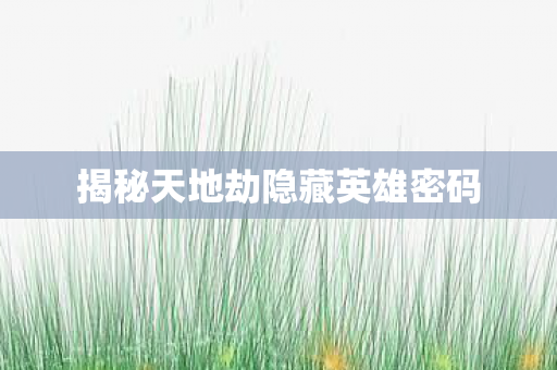 揭秘天地劫隐藏英雄密码 揭秘天地劫隐藏英雄密码