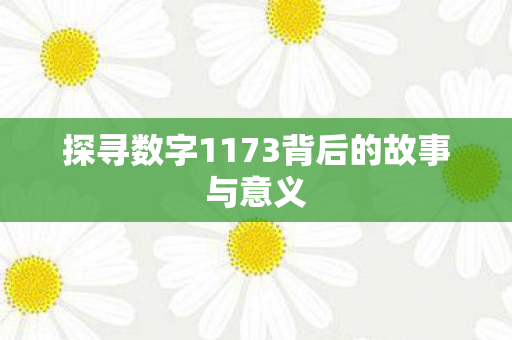 探寻数字1173背后的故事与意义 探寻数字1173背后的故事与意义
