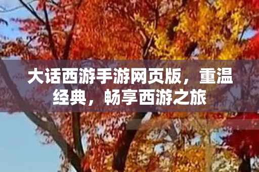 大话西游手游网页版，重温经典，畅享西游之旅