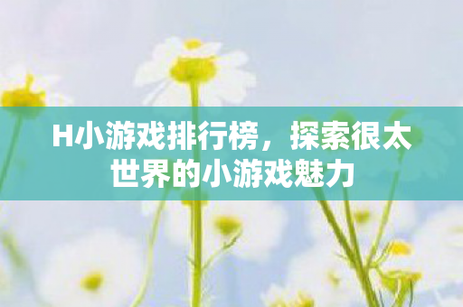 H小游戏排行榜，探索很太世界的小游戏魅力