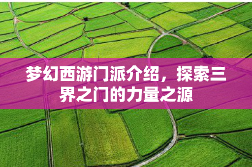 梦幻西游门派介绍，探索三界之门的力量之源
