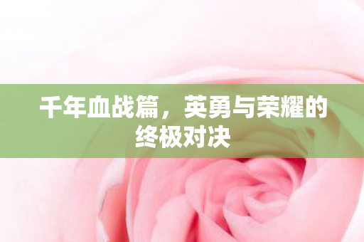 千年血战篇，英勇与荣耀的终极对决