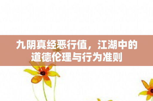 九阴真经恶行值，江湖中的道德伦理与行为准则