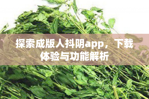 探索成版人抖阴app，下载体验与功能解析