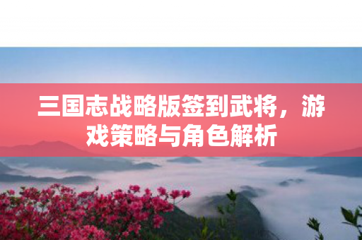 三国志战略版签到武将,游戏策略与角色解析 三国志战略版签到武将,游戏策略与角色解析