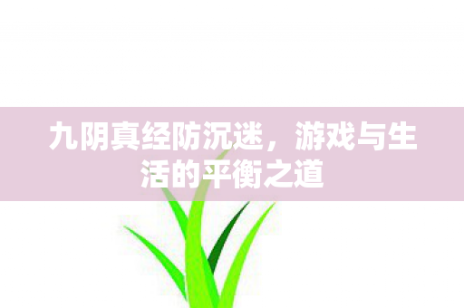 九阴真经防沉迷,游戏与生活的平衡之道 九阴真经防沉迷,游戏与生活的平衡之道