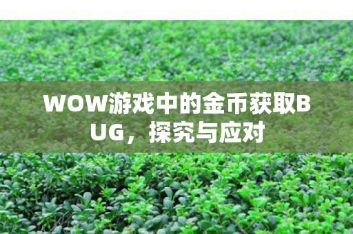 WOW游戏中的金币获取BUG,探究与应对 WOW游戏中的金币获取BUG,探究与应对