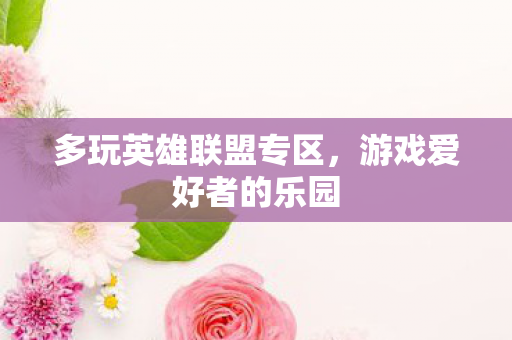 多玩英雄联盟专区,游戏爱好者的乐园 多玩英雄联盟专区,游戏爱好者的乐园