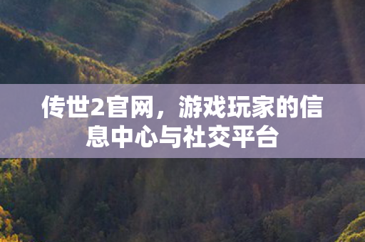 传世2官网,游戏玩家的信息中心与社交平台 传世2官网,游戏玩家的信息中心与社交平台