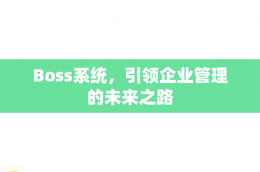 Boss系统,引领企业管理的未来之路 Boss系统,引领企业管理的未来之路