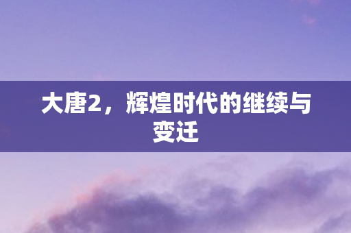 大唐2,辉煌时代的继续与变迁 大唐2,辉煌时代的继续与变迁