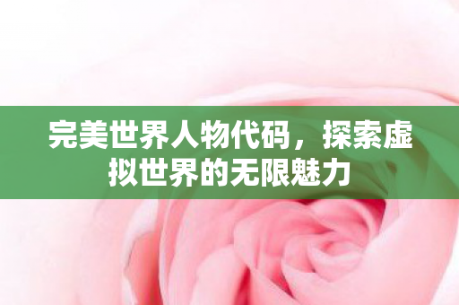 完美世界人物代码,探索虚拟世界的无限魅力 完美世界人物代码,探索虚拟世界的无限魅力