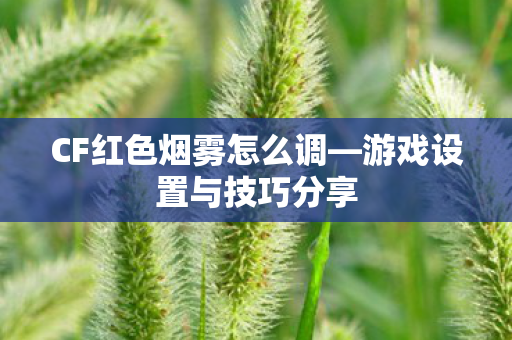 CF红色烟雾怎么调—游戏设置与技巧分享 CF红色烟雾怎么调—游戏设置与技巧分享