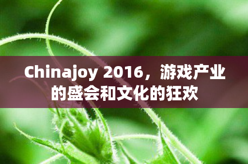 Chinajoy 2016,游戏产业的盛会和文化的狂欢 Chinajoy 2016,游戏产业的盛会和文化的狂欢