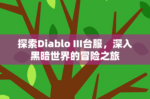探索Diablo III台服,深入黑暗世界的冒险之旅 探索Diablo III台服,深入黑暗世界的冒险之旅