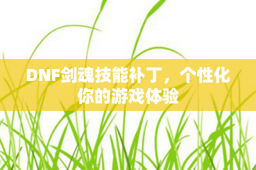 DNF剑魂技能补丁,个性化你的游戏体验 DNF剑魂技能补丁,个性化你的游戏体验