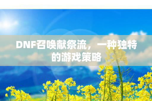 DNF召唤献祭流,一种独特的游戏策略 DNF召唤献祭流,一种独特的游戏策略