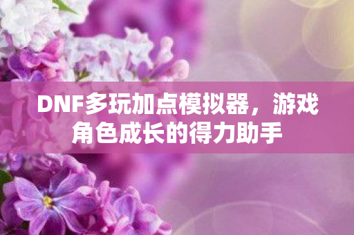 DNF多玩加点模拟器,游戏角色成长的得力助手 DNF多玩加点模拟器,游戏角色成长的得力助手