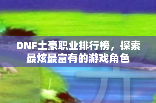 DNF土豪职业排行榜，探索最炫最富有的游戏角色