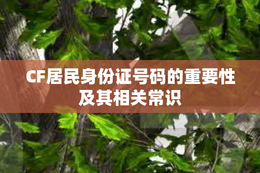 CF居民身份证号码的重要性及其相关常识