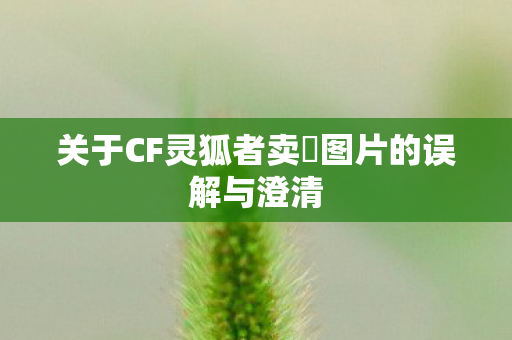 关于CF灵狐者卖滛图片的误解与澄清 关于CF灵狐者卖滛图片的误解与澄清