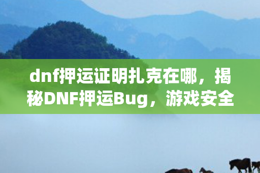 dnf押运证明扎克在哪,揭秘DNF押运Bug,游戏安全漏洞与应对策略 dnf押运证明扎克在哪,揭秘DNF押运Bug,游戏安全漏洞与应对策略