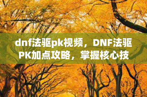 dnf法驱pk视频,DNF法驱PK加点攻略,掌握核心技能,轻松登顶竞技场 dnf法驱pk视频,DNF法驱PK加点攻略,掌握核心技能,轻松登顶竞技场