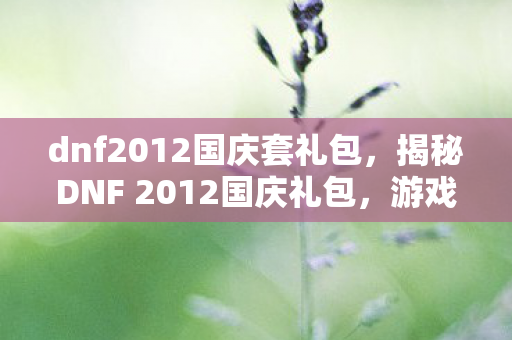 dnf2012国庆套礼包，揭秘DNF 2012国庆礼包，游戏内外的惊喜福利！