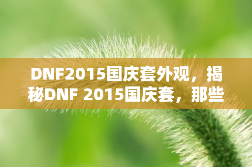 DNF2015国庆套外观,揭秘DNF 2015国庆套,那些令人心动的装备与福利! DNF2015国庆套外观,揭秘DNF 2015国庆套,那些令人心动的装备与福利!