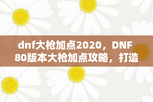 dnf大枪加点2020，DNF 80版本大枪加点攻略，打造最强战斗机器！