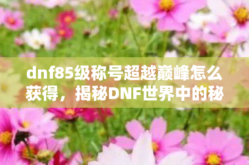 dnf85级称号超越巅峰怎么获得,揭秘DNF世界中的秘密,85级探险者的奇幻之旅 dnf85级称号超越巅峰怎么获得,揭秘DNF世界中的秘密,85级探险者的奇幻之旅